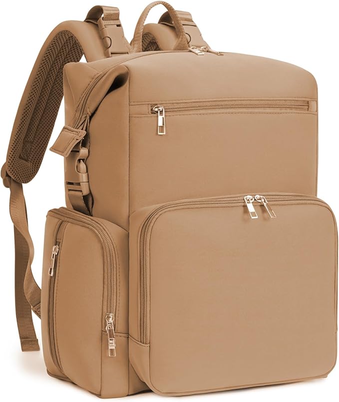 CEI-CEI Neoprene Diaper bag Backpack Waterproof Baby Changing Bags for Mom and Dad with Changing Pad Large Travel Maternity Tote with Insulated Pockets and Organised Compartments (Oat) by CEI-CEI