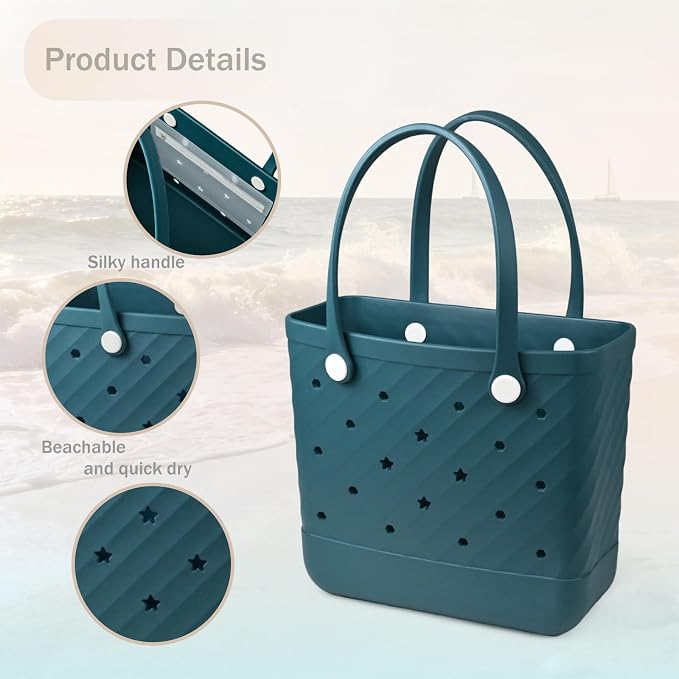 Rubber Tote Bag Extra Large & Medium, Waterproof Beach Bag for Women Men, Pool Travel Swim Silicone Tote - Image 6