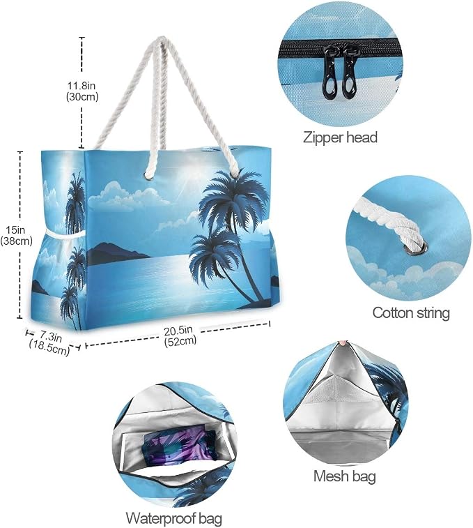 senya Large Beach Shoulder Bags Canvas Tote Water Resistant for Gym Travel Daily - Image 6