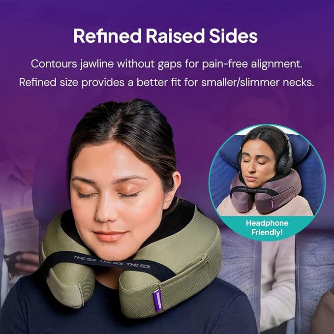 Cabeau Slim TNE-S3 Deluxe Luxury Travel Neck Pillow for Airplanes with Patented Seat Strap and Head Hold Technology (Pink) - Image 5