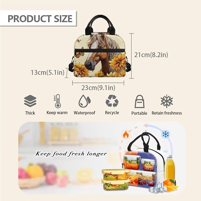Kids Backpack for School Horse Backpack for Girls | 17 inch Laptop Schoolbag for Girls Boys Kids Backpack with Lunch Box Pencil Bag Set 3Pcs - Image 5