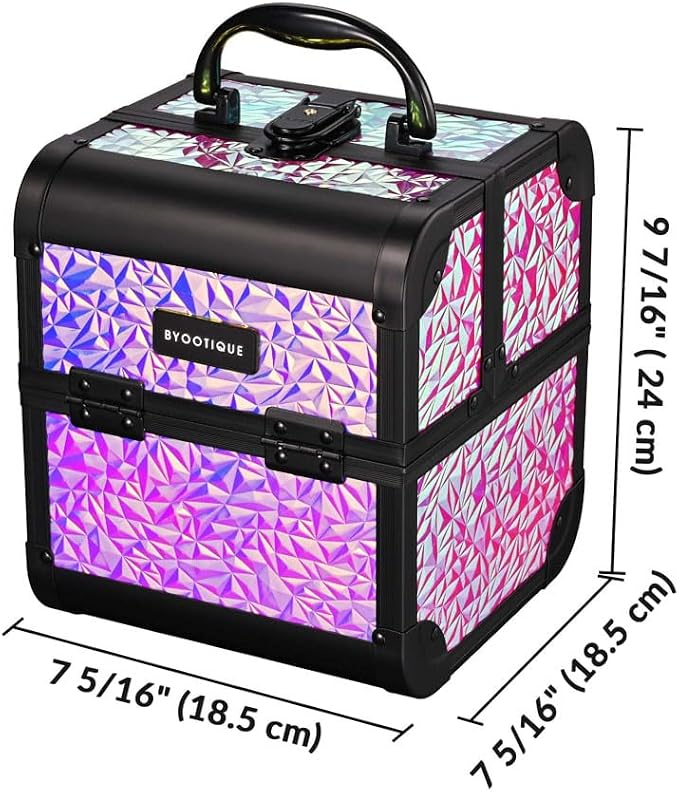 BYOOTIQUE 4in1 Cosmetology Case on Wheels w/Cosmetic Storage Makeup Artist | Aluminum Rolling Makeup Suitcase 360° Detachable Wheel Lockable Makeup Case Organizer w/ Mirror Nail Tech Mermaid Pink - Image 8