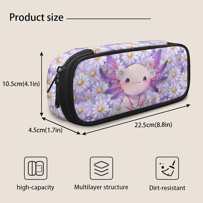 Axolotl Kid Backpack for Girls 8-10 Elementary School 3 Pcs School Bag Set with Lunch Box and Pencil Box Cute Bookbag for Travel Sports - Image 7