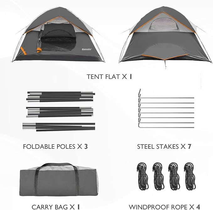 Camping Tent, Waterproof 2/3/4 Person Tents for Camping, Lightweight Easy Set Up Outdoor Hiking Tent Backpacking Tent with Carry Bag, Backpack Tent Suit for Family Beach Hiking Travel - Image 3