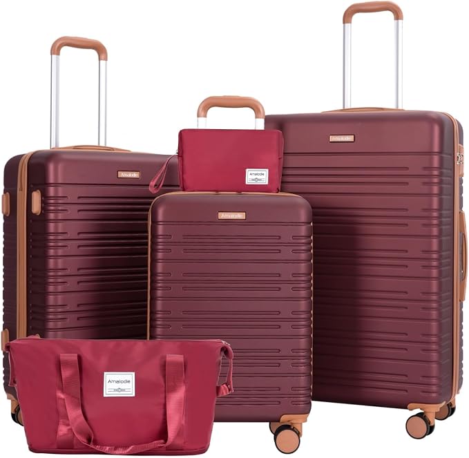 Amalodie Luggage Sets 5 Piece Suitcases with Double Spinner Wheel,Suitcase Set ABS Hard Case Luggage with TSA Lock and Durable Waterproof Travel Luggage by Unknown
