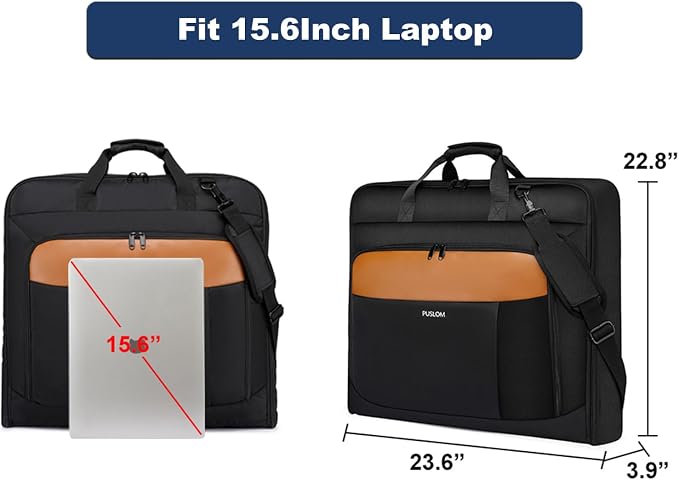 Garment Bag Travel Suit Bag Large 40-Inch Carry on Bag Up to 3 Suits,2 in 1 Hanging Luggage Bags, Fits 15.6Inch Laptop - Image 5