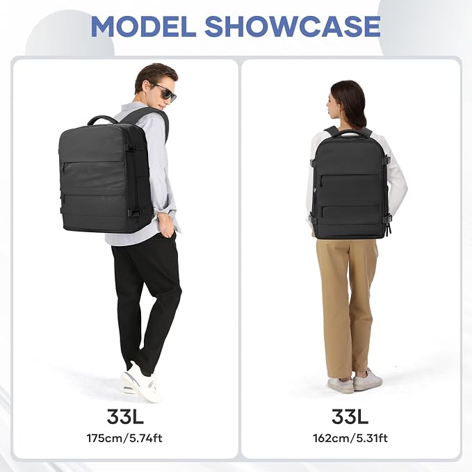 coowoz Large Travel Backpack Carry On for Women Man Black Waterproof Gym Backpacks with Laptop Compartment Mochila de Viaje Teacher Personal Item Backpack Rucksack Airplane Accessories Must Haves - Image 8