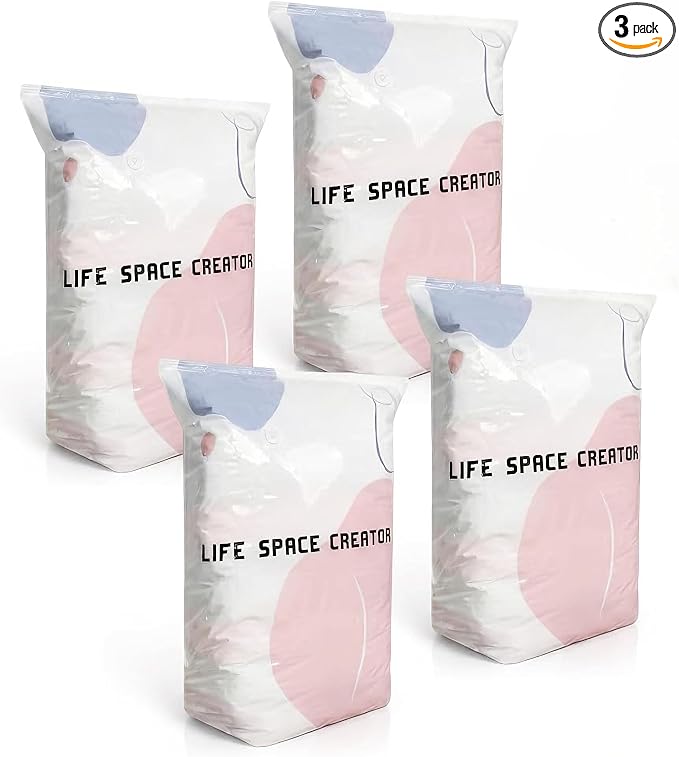 Pump-Free Compression Bags, Jumbo Airtight Storage for Comforters & Bedding (4 PCS, Medium) by Unknown