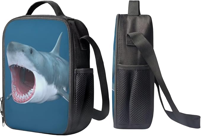 Kids Novelty Animal Backpack and Lunch Box for Boys Girls Student Lightweight 17 Inch School Shark Backpack with Lunch Bag Pencil Case Kids Comfy Padded Black Large Bookbag - Image 4
