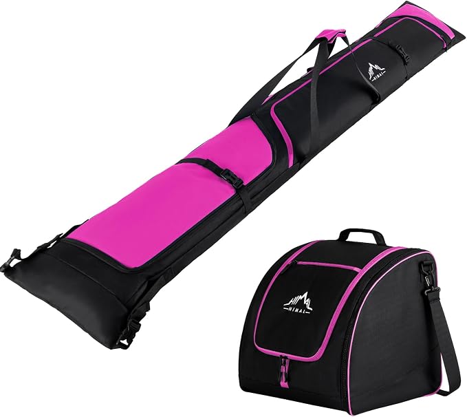 GoHimal Ski Bag & Boot Bag Combo, Padded Ski Carrier | Fits Skis Up to 200CM, Fits Boots Up to US13, Safety Reinforced, Water-Resistant, Ski Travel Bag by Gohimal