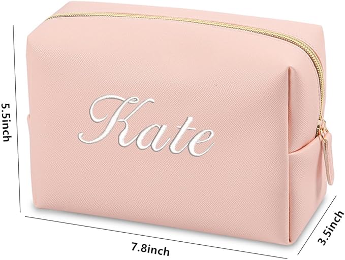GOPHIE Cusotom Embroidery Travel Makeup Bag Organizer,Cosmetic Bags for Women,Gift For Bachelorette Party, Pink - Image 2