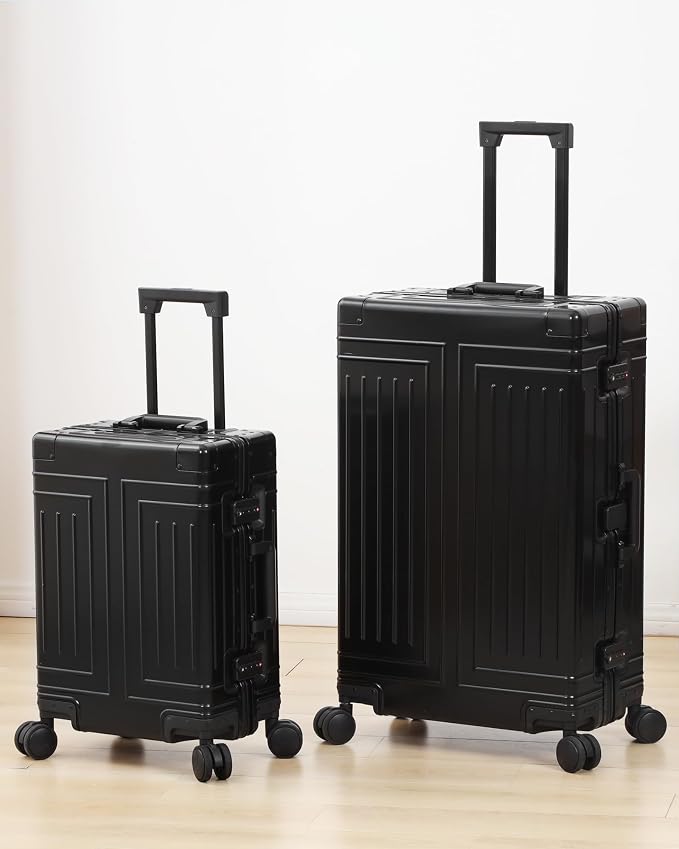 All Aluminum Magnesium 20/28 Luggage set ，Cut from Whole Aluminum Sheet，22x14x9 Airline Approved ，（3rd Generation，Premium Magnesium Metal zipperless suitcase ） (black, 20+28inch) - Image 5
