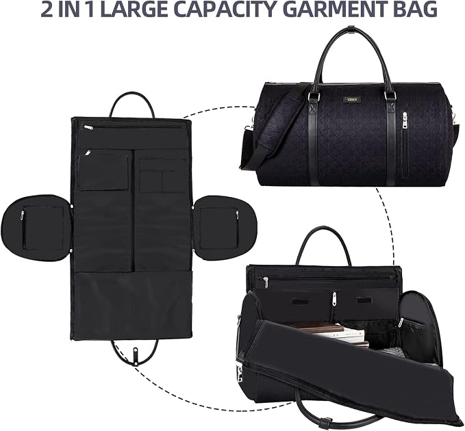 Garment Bag for Travel Convertible Carry On Garment Bag Large Travel Duffel Bags for Women 2 in 1 Hanging Suitcase Suit Travel Bags for Women & Men 3pcs Set - Image 2
