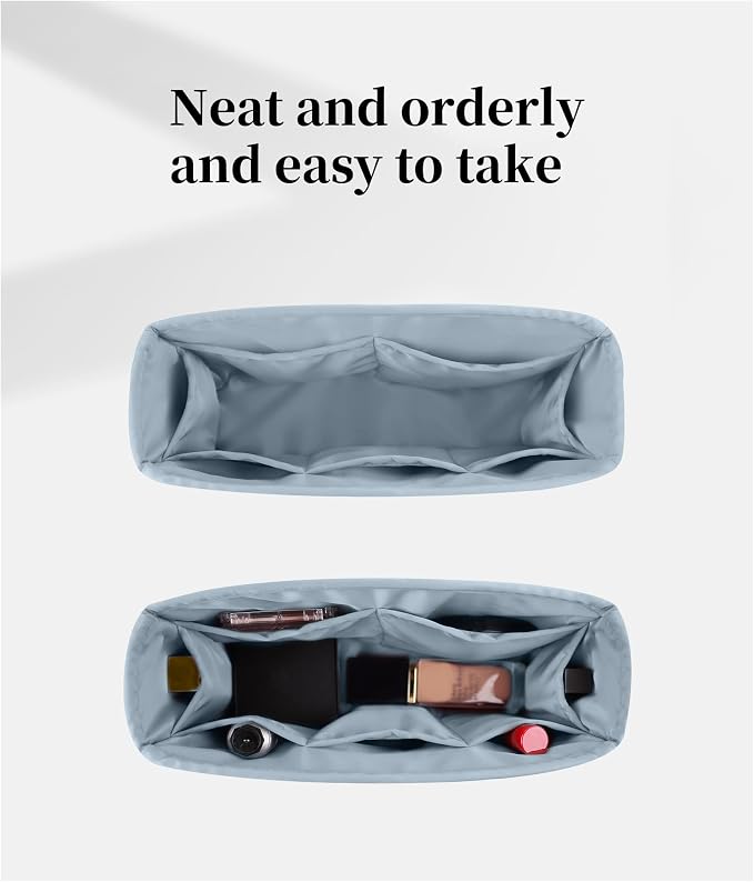 19 Bag Organizer Insert, Purse Organizer with Silky Satin Compatible with Chanel 19 Flap26 Bag, Lightweight Inner Bag for Luxury Bags (Blue brume, Flap26) - Image 2