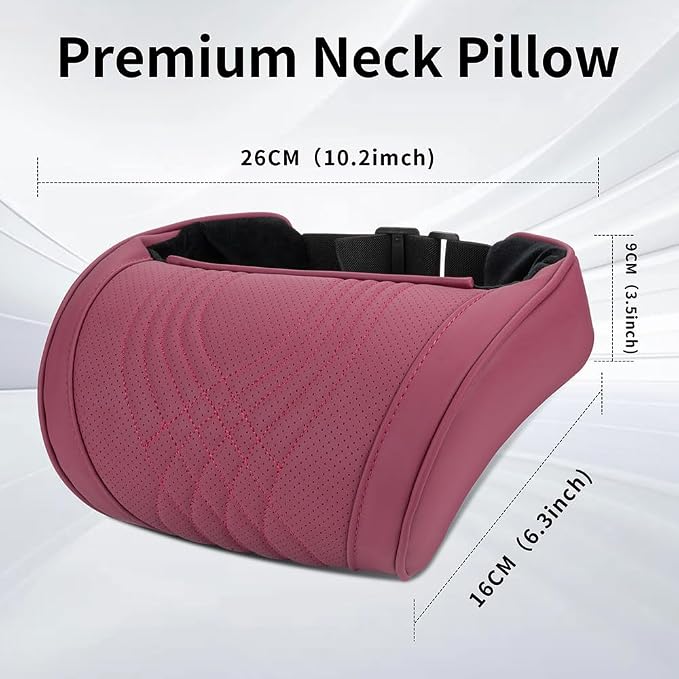 Seat Headrest Car Neck Pillow for Driving Memory Foam Red, 1 Pack | Soft Comfortable Leather Seat Head Rest Pillow Headrest Travel Neck Support Cushion for Most Cars SUV Home Office Chair - Image 4