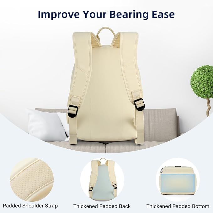 HanTrip Carry On Travel Backpack For Men Women, 13 Inch Small Mini Work Bag Personal Item Backpacks, Camping Back Pack Lightweight Hiking Daypack For Office Nurse Commuter (Offwhite) - Image 6