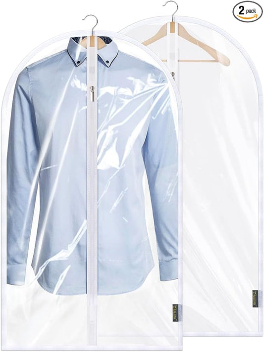 BALEINE 40'' Clear Garment Bags, 2 Packs PEVA Dress Bag for Closet Clothes Dresses Suit Coats Storage (Clear, 2PK) by BALEINE