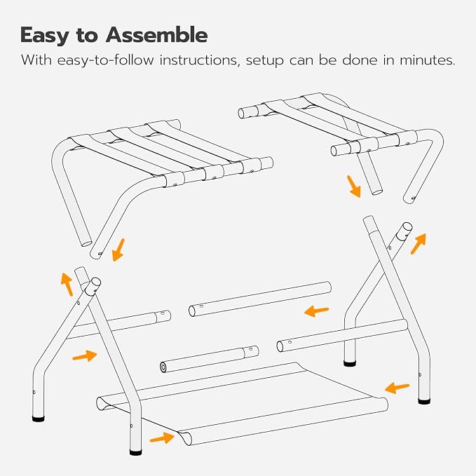 HOOBRO Luggage Rack, Folding Suitcase Stand with Fabric Storage Shelf for Guest Room, Bedroom, Hotel, Holds up to 100 lb, 27 x 15.3 x 22 Inches, Space Saving, Black BK04XL01 - Image 2