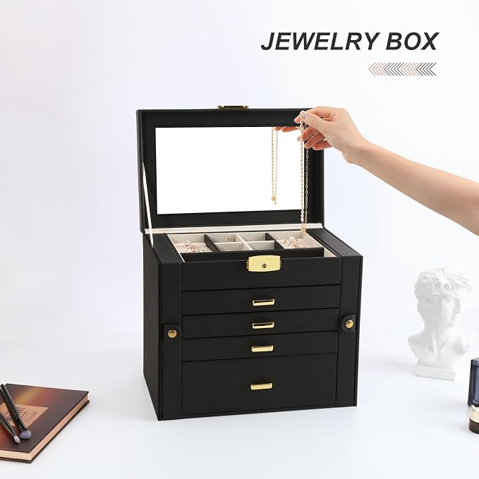 Large Jewelry Organizers and Storage, Jewelry Box for Women 5 Layers Jewelry Organizer, Large Jewelry Boxes & Organizers for Women, Black - Image 2