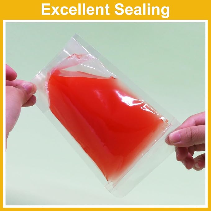 SumDirect Clear Zipper Resealable Stand Up Drink Bags Pouches,Snack Packing Bags for Food Snack Tea and Drinking, 4.3x6.7 Inches,6.8oz,200ml,Pack of 100 - Image 7