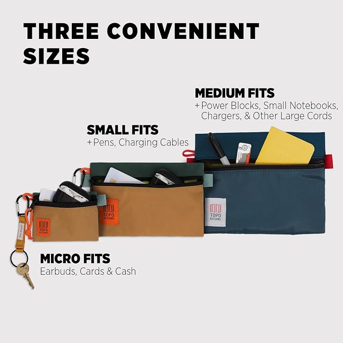 Topo Designs Accessory Bags, Travel Organizer Accessories for Smaller Items, Durable Storage Pouch, 3 Sizes, Fully Lined Pack Cloth (Small, Oil Green/Dark Pine) - Image 3