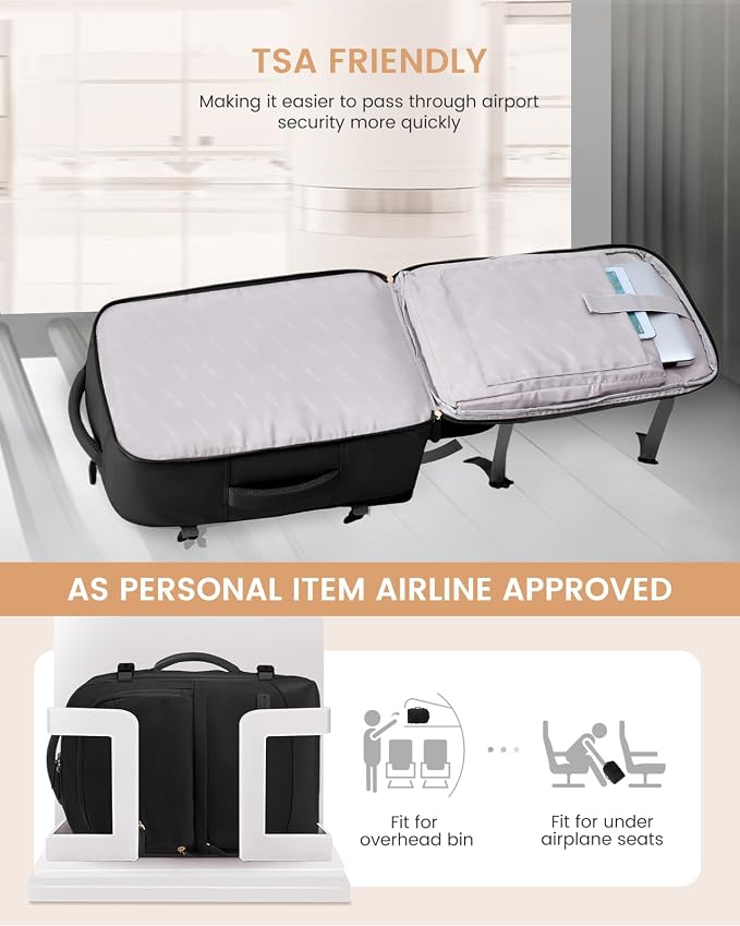 LOVEVOOK Travel Backpack for Women & Men, 50L Carry on Backpack Airline Approved, Large TSA Personal Item Travel Bag fits 17.3" Laptop, Business Weekender Bag for Essentials, 4Pcs - Image 3