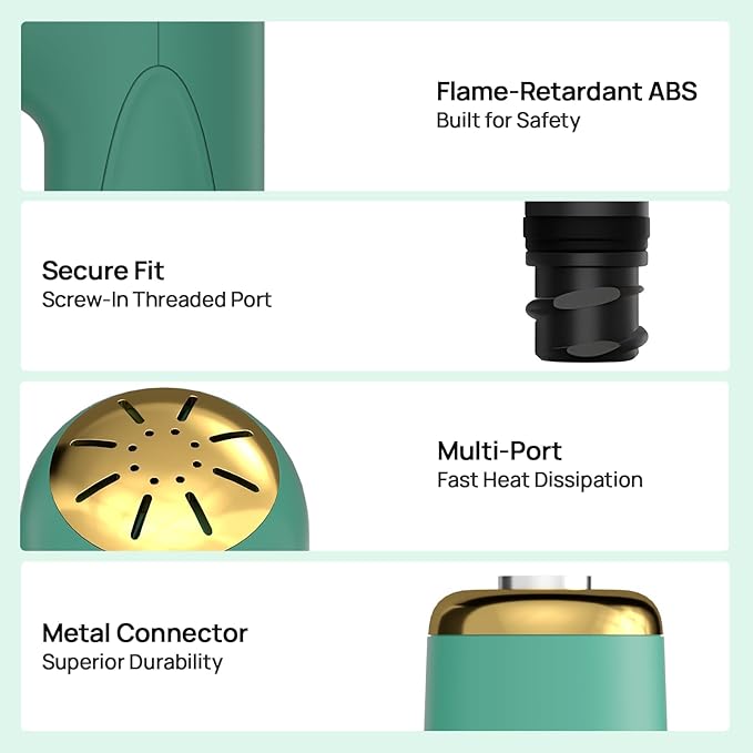 Super Mini Massage Gun Deep Tissue, Muscle Massager with 5-Speed & 4 Heads, Portable Handheld Massager Quiet for Home, Gym, Travel, Office, Gift for Men & Women, Athletes, Green