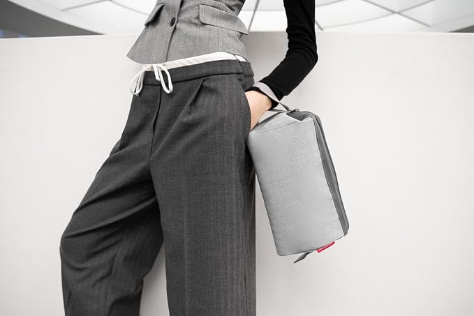 reisenthel travelcosmetic Strong Robust and Practical Travel Cosmetic Bag, Hand Strap, Water-Repellent Material, Herringbone Grey, Herringbone - Image 6