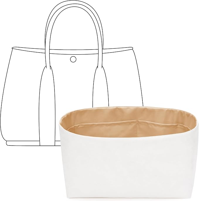 Tote Bag Organizer Insert for HERMES Garden Party 30 Handbag,Custom Fit Inside Premium Vanile Lightweight WaterResistant Purse Insert with Cup Holder Accessories by FANJIProject