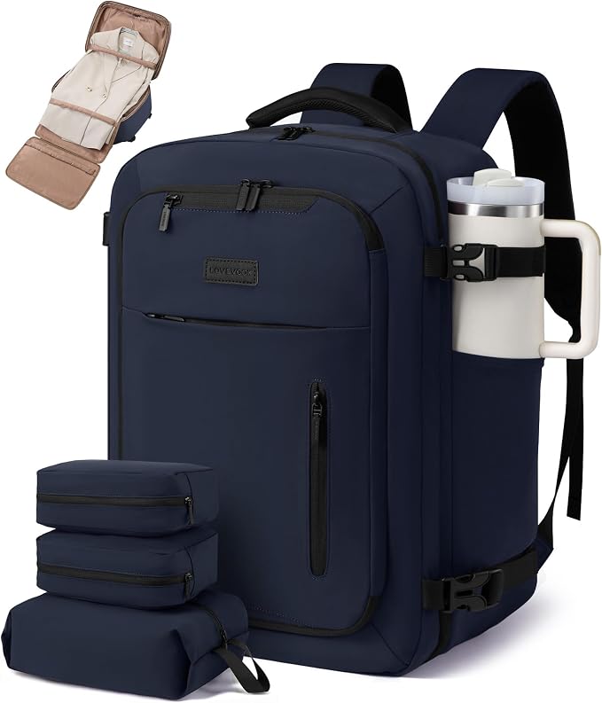 LOVEVOOK Travel Backpack for Women Men with Garment Bag, 40L Carry on Backpack as TSA Personal Item Flight Approved, Luggage Daypack Fits 17.3" Laptop, Overnight Business Weekender Travel Essential by LOVEVOOK
