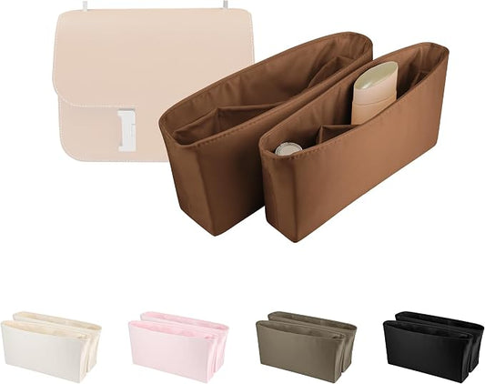 Satin Purse Organizer Insert for Constance 24, Gold | Tailored Fit, Multiple Pockets, Lightweight Satin, Purse Essentials, Ideal for Travel, Shopping, and Daily Use by KINGSINBAG