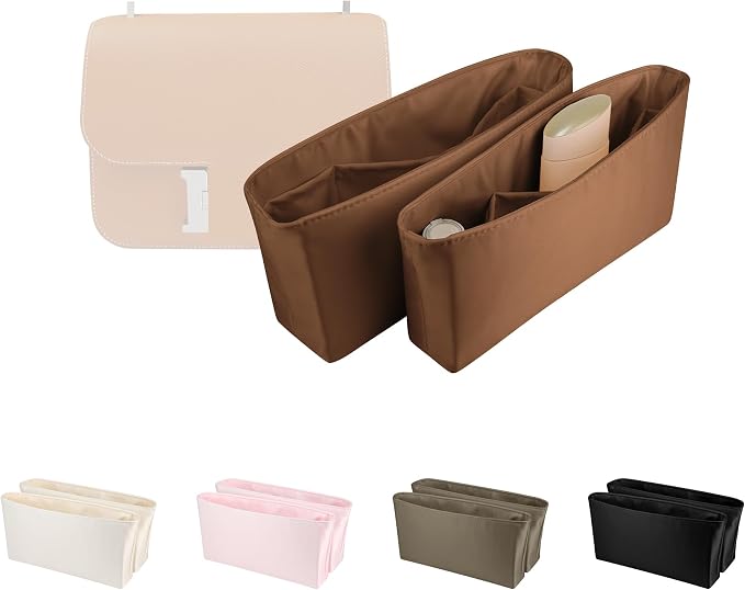 Satin Purse Organizer Insert for Constance 24, Gold | Tailored Fit, Multiple Pockets, Lightweight Satin, Purse Essentials, Ideal for Travel, Shopping, and Daily Use by KINGSINBAG