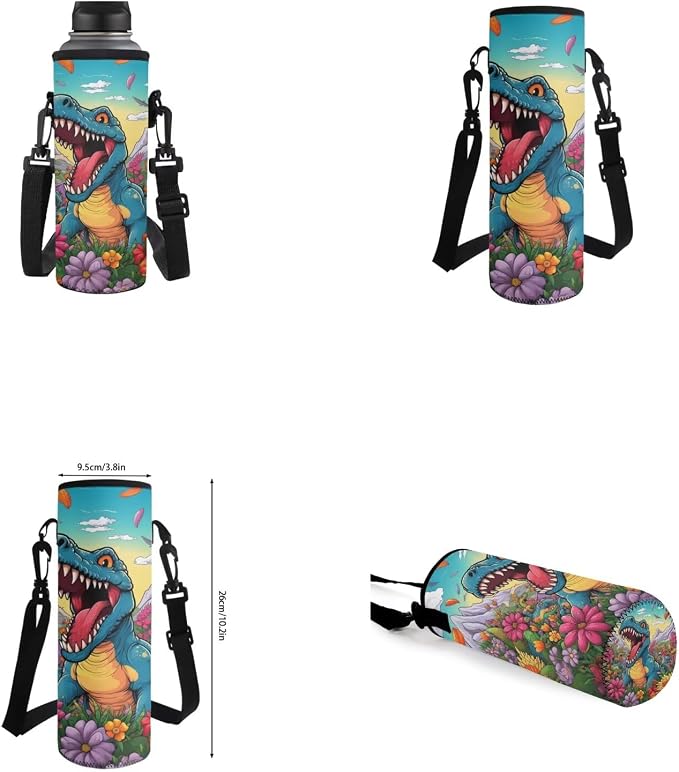 Dinosaur Backpack for Kids 5-7 Girls Backpack with Lunch Box Water Bottle Holder with Strap and Cute Pencil Case 4PCS Set Bookbag with Front Pocket for School 17 inch Large School Bag for Boys - Image 6