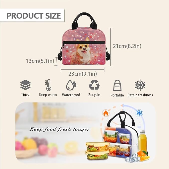 Corgi 3 Piece School Bag Set for Girls Cute Backpack for School Toddler Kindergarten Kids Bookbag with Lunch Box and Pencil Case for Boys Age 3-9, Pink - Image 5