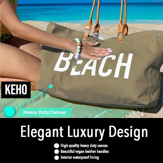Keho Waterproof Beach Bag with Pockets For Women (Sandproof) - Image 6
