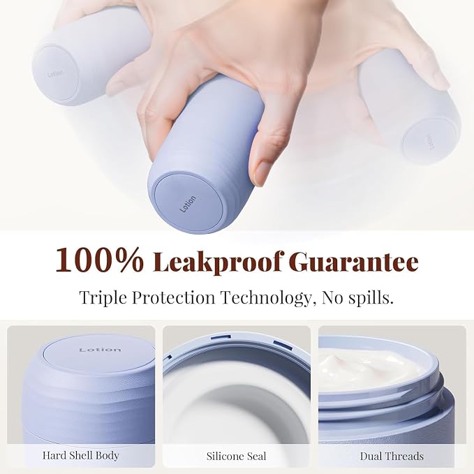 Travel Toiletry Jar Set - 6Pcs Leakproof Travle Containers, Dual - Includes 4 x 30ml, 2x60ml & 10 x Magnetic Labels, Blue - Image 3