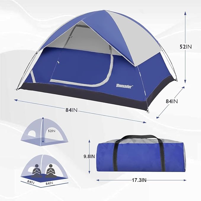 Camping Tent, Waterproof 2/3/4 Person Tents for Camping, Lightweight Easy Set Up Outdoor Hiking Tent Backpacking Tent with Carry Bag, Backpack Tent Suit for Family Beach Hiking Travel - Image 3
