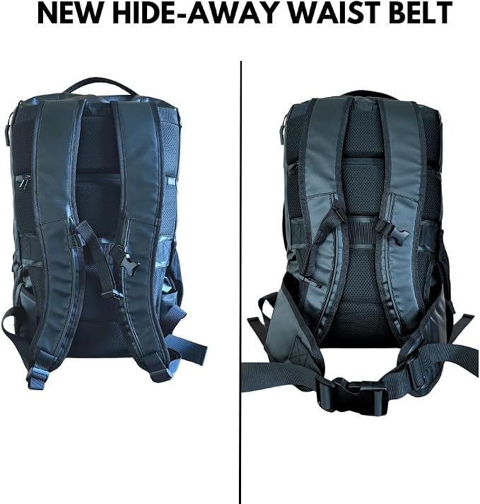 COR Surf Island Hopper 2.0 Travel Backpack, 34L Matte Black | Underseat Carry On Backpack for Men & Women, Clamshell Opening, Hidden Passport Pockets, Water Resistant, Laptop Sleeve - Image 8