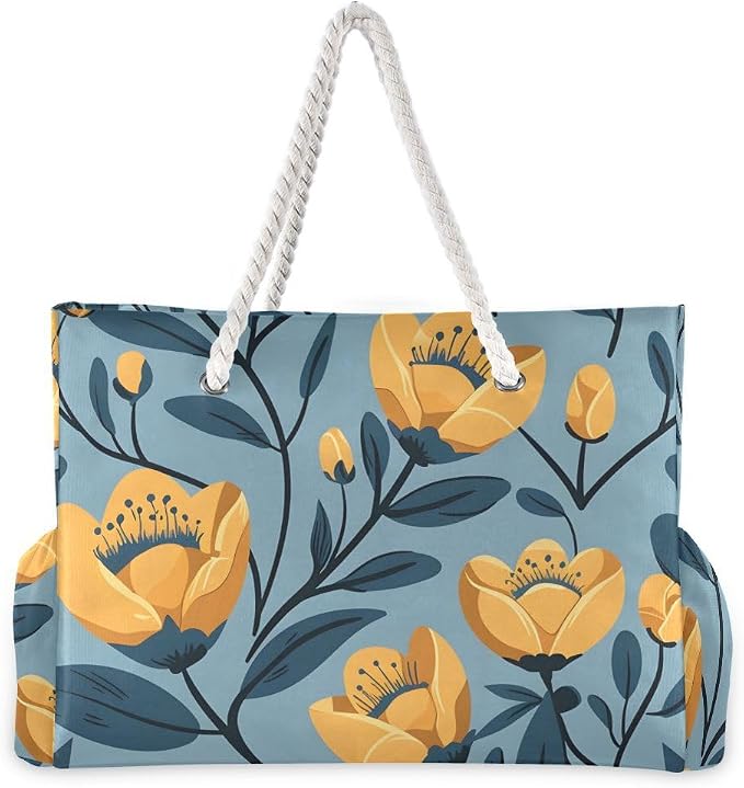 senya Large Beach Shoulder Bags Canvas Tote Water Resistant for Gym Travel Daily - Image 4