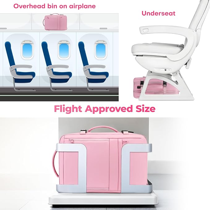Rcrirth Travel Backpack for Women | Expandable Carry On Backpack with 17.3 Inch Laptop Compartment - Personal Item Travel Bags for Women Nurse Work Bag for Traveling Weekender Business College - Pink - Image 5