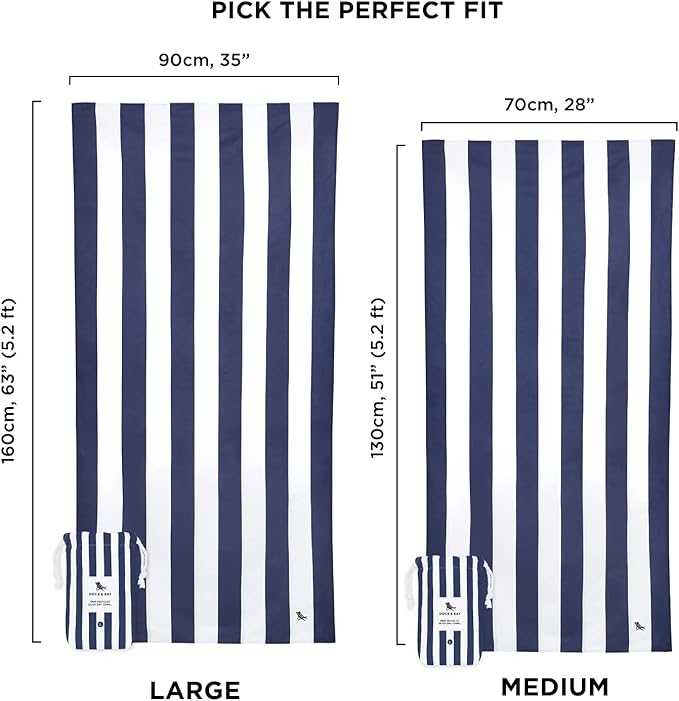 Dock & Bay Beach Towel - Quick Dry, Sand Free - Compact, Lightweight - 100% Recycled - Includes Bag - Cabana - Whitsunday Blue, Medium (130x70cm, 51x27) - Image 2