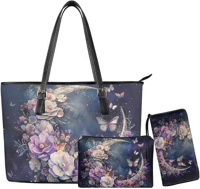 Women Purse Handbags Wallet Sets Leather Shoulder Tote Bag for Women,Top Handle Purse with Wrist Wallet Bag by Unknown