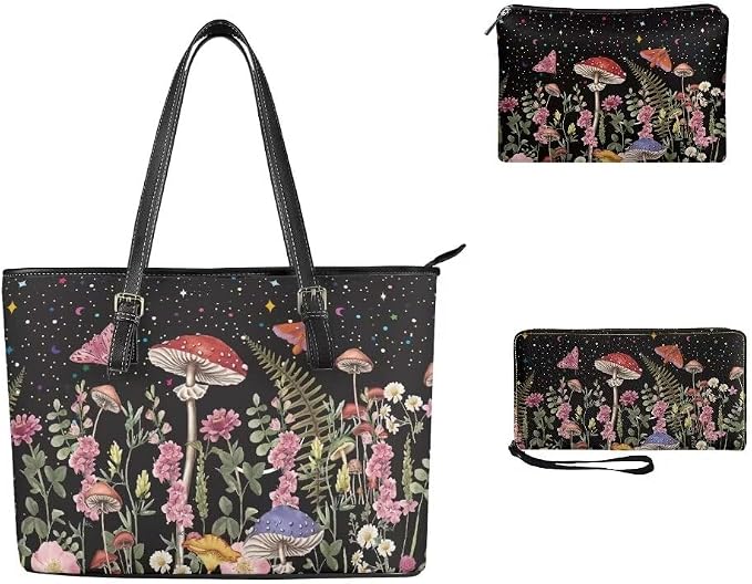 Women Purse Handbags Wallet Sets Leather Shoulder Tote Bag for Women,Top Handle Purse with Wrist Wallet Bag - Image 3
