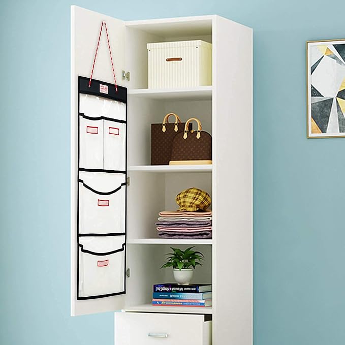 Rough Enough Locker Organizer Hanging Accessories Storage Organization with 4 Pockets for Work Door Gym Wall Clear PVC - Image 6