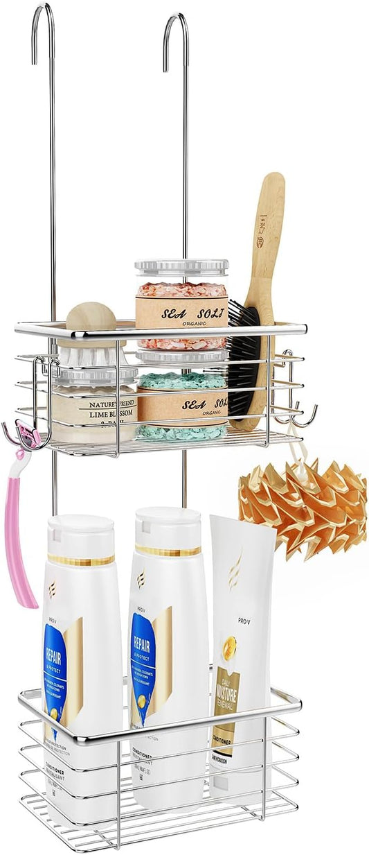 2-Tier shower caddy hanging,shower rack,small hanging bathroom organizer,bathroom door organizer,shower caddy over shower head by Unknown