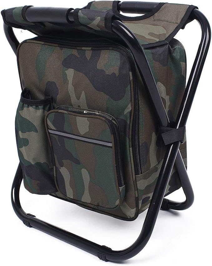 Folding 3 in 1 Camping Chair Stool Backpack with Cooler Insulated Picnic Bag, Hiking Camouflage Seat Table Bag Camping Gear for Outdoor Indoor Fishing Travel Beach BBQ (Camouflage) by UNISTRENGH