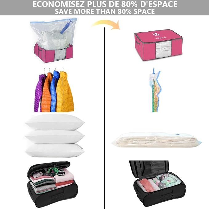 VOUNOT 4 pack Storage Bags with Zips and Handles for Duvets, Clothes, Bedding, 17 pack Vacuum Bags wiht Pump, Multiple Sizes, 2535454769252 - Image 8