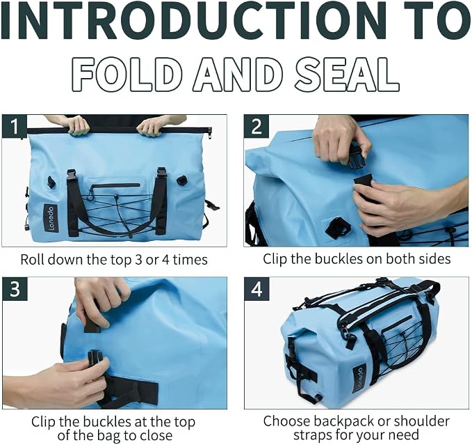 80L Dry Bag Large Waterproof Bag Roll-Top Heavy Duty Fishing Duffel Bag with Durable Straps & Handles for Kayaking Paddle boarding Boating Rafting Fishing - Image 7