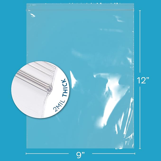 GPI - 9" x 12" Zip Bags, 500 Count, 2 Mil, Clear Plastic Reclosable Zipper Poly Baggies, with Resealable Lock Seal. for A4 Letter Size Paper, Apparel, Clothing, Food, Home & Office Supplies. - Image 2