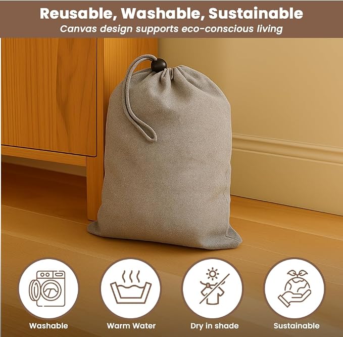 LFH Cotton Rich Shoe Storage Bags with Drawstring, Dustproof Breathable Reusable Organizer, Perfect For Travel, Dorm, Hotel, College, Gym, Easy to Carry, Machine Washable 8"x17" (Pack of 4) - Grey - Image 8